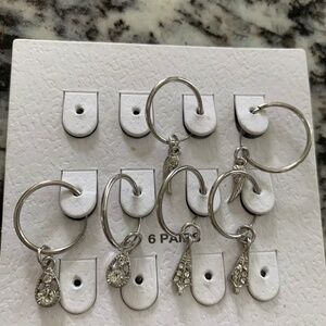 Three Pairs of Hoop with Charm Earrings NEW Never Worn